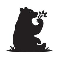en Björn äter löv silhuett på en vit bakgrund vektor
