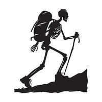 skelett silhuett - vandrare skelett med en ryggsäck illustration vektor