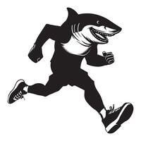 haj joggning illustration i svart och vit vektor