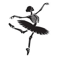 ballerina skelett i mitten snurra illustration på vit bakgrund vektor