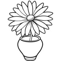 Gänseblümchen Blume auf das Vase Gliederung Illustration Färbung Buch Seite Design, Gänseblümchen Blume auf das Vase schwarz und Weiß Linie Kunst Zeichnung Färbung Buch Seiten zum Kinder und Erwachsene vektor