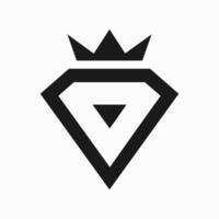 diamant med krona ikon logotyp design mall vektor