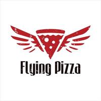 retro Jahrgang, fliegend Pizza Logo Design Vorlage vektor
