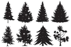 uppsättning av jul träd silhuett proffs design vektor