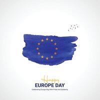 Lycklig Europa dag kreativ annonser design. Maj 9 Europa dag social media affisch 3d illustration. vektor