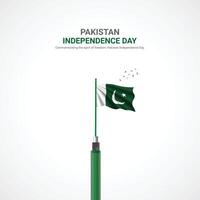 pakistan oberoende dag. pakistan oberoende dag kreativ annonser design. posta, , 3d illustration. vektor