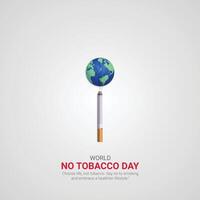 värld utan tobak dag. värld utan tobak dag kreativ annonser design mmay 31. , 3d illustration. vektor