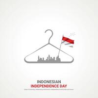 indonesien oberoende dag. indonesien oberoende dag kreativ annonser design. 3d illustration. vektor