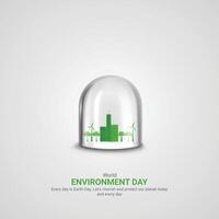 värld miljö dag. värld miljö dag kreativ annonser. juni 5 affisch, baner illustration . 3d vektor