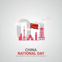 Kina nationell dag. Kina nationell dag kreativ annonser design 1 okt . , 3d illustration. vektor