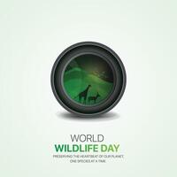 Welt Tierwelt Tag kreativ Anzeigen Design. März 3 Tierwelt Tag Sozial Medien Poster 3d Illustration. vektor