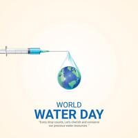 Welt Wasser Tag. Wasser Tag kreativ Anzeigen Design März 22. Sozial Medien Poster, , 3d Illustration. vektor