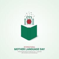internationell mor språk dag kreativ annonser. 21 februari mor språk dag av bangladesh. affisch, baner illustration . 3d vektor