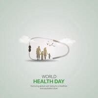 värld hälsa dag. värld hälsa dag kreativ annonser design april 7. social media affisch, , 3d illustration. vektor