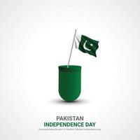 pakistan oberoende dag. pakistan oberoende dag kreativ annonser design. posta, , 3d illustration. vektor