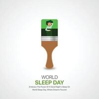 värld sömn dag. sömn dag kreativ annonser design Mars 15. social media affisch, , 3d illustration. vektor