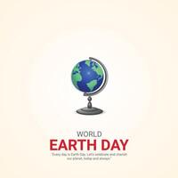 värld jord dag. jord dag kreativ annonser design april 22. social media affisch, , 3d illustration. vektor