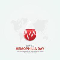 värld hemofili dag. värld hemofili dag kreativ annonser design april 17. social media affisch, , 3d illustration. vektor