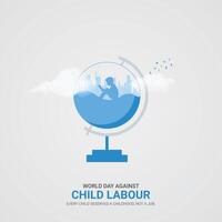 värld dag mot barn arbetskraft. barn arbetskraft kreativ annonser design 12 juni. , 3d illustration. vektor