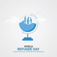 internationell flykting dag. internationell flykting dag kreativ annonser design. juni 20. , konst, illustration, 3d vektor