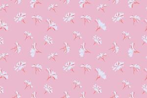 pastell rosa sommar sömlös mönster med abstrakt mycket liten söt blommor knoppar. enkel kreativ former blommig mönstrad. hand dragen skiss. collage mall för mönster, textil, tyg, utskrift vektor
