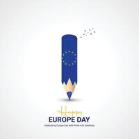 glücklich Europa Tag kreativ Anzeigen Design. kann 9 Europa Tag Sozial Medien Poster 3d Illustration. vektor