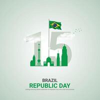 Brasilien republik dag. Brasilien republik dag kreativ annonser design november 15. , 3d illustration. vektor