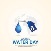 Welt Wasser Tag. Wasser Tag kreativ Anzeigen Design März 22. Sozial Medien Poster, , 3d Illustration. vektor