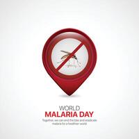 värld malaria dag. värld malaria dag kreativ annonser design april 25. social media affisch, , 3d illustration. vektor