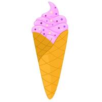 Eis Strudel im Wafer Kegel. Sommer- gefroren Nachtisch, wegbringen Eis Creme. kalt cool Zucker Snack. Illustration isoliert vektor