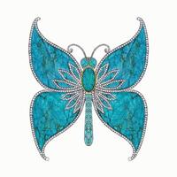 Schmetterling Schmuck einstellen mit Diamant und Türkis Design durch Hand Zeichnung auf Papier. vektor
