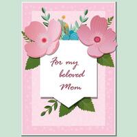 Mutter Tag Karte mit Blumen und Blätter im Rosa Farben vektor