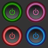 einstellen von Blau, Rot, Grün glühend Neon- Licht Kreise im runden Form, Technologie Konzept. können Sein benutzt zum Abzeichen, Preis Stichworte, Etiketten, Frames vektor