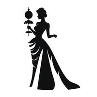 elegant Frau im ein Jahrgang Stil schwarz Kleid, ausströmend zeitlos Anmut. Grafik Design. vektor