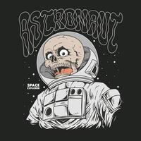 astronaut skalle i Plats kostym blickar, illustration astronaut skalle vektor