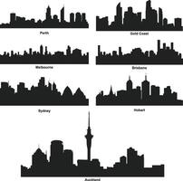 uppsättning av Australien stad horisont silhuett illustration vektor