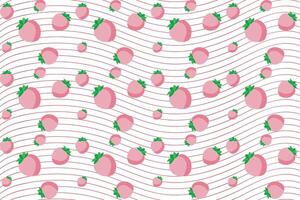 illustration mönster, abstrakt av jordgubb frukt med linje på vit bakgrund. vektor