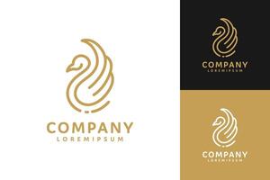 guld Färg svan logotyp med minimalistisk linje konst stil design vektor