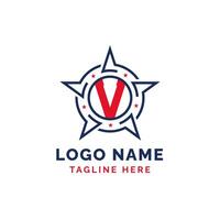 Brief v Star patriotisch Logo Design. patriotisch v Logo mit Star vektor