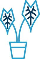 Alocasia Linie Blau zwei Farbe Symbol vektor