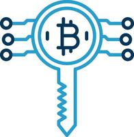 Bitcoin Schlüssel Linie Blau zwei Farbe Symbol vektor