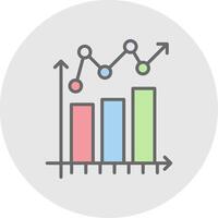 bar Diagram linje fylld ljus ikon vektor