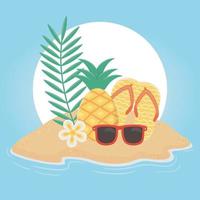 sommaren resor och semester flip flops ananas solglasögon tropisk strand blomma vektor