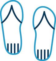 Flip Flops Linie Blau zwei Farbe Symbol vektor