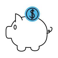 Sparschwein-Geld-Marketing- und E-Commerce-Linie und Füllstilsymbol vektor