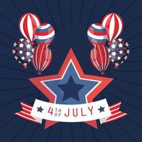 USA Ballons Star und 4. Juli Ribbon Vector Design