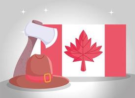 kanadische Flaggenaxt und Hutvektordesign vektor