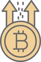 Bitcoin erhebt euch Linie gefüllt Licht Symbol vektor