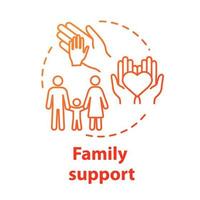 Symbol für das Konzept der Familienunterstützung. elterliche Fürsorge. Angehörige unterstützen. Familieneinheit, Schutz, Hilfeidee dünne Linie Illustration. Vektor isoliert Umriss RGB-Farbzeichnung