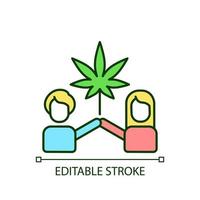 Cannabiskultur RGB-Farbsymbol. Freizeitkonsum von Marihuana. soziale Bewegung. legaler Konsum. psychoaktive Zwecke. isolierte Vektor-Illustration. einfache gefüllte Strichzeichnung. bearbeitbarer Strich vektor